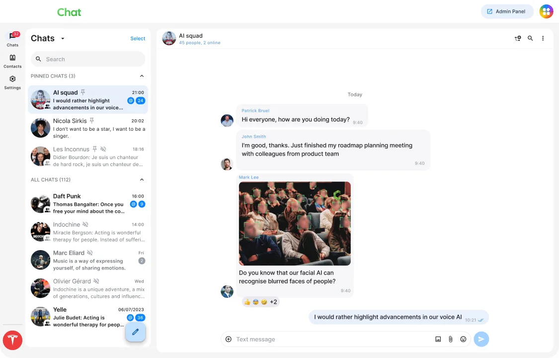 Interface Chat Skuria