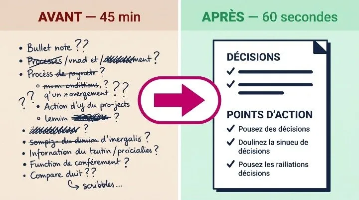 Avant et après : compte rendu de réunion rédigé avec l'IA