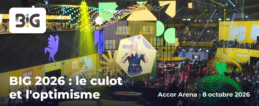 BIG 2026 : vue de la grande scène de l'Accor Arena pendant le rassemblement des entrepreneurs organisé par Bpifrance